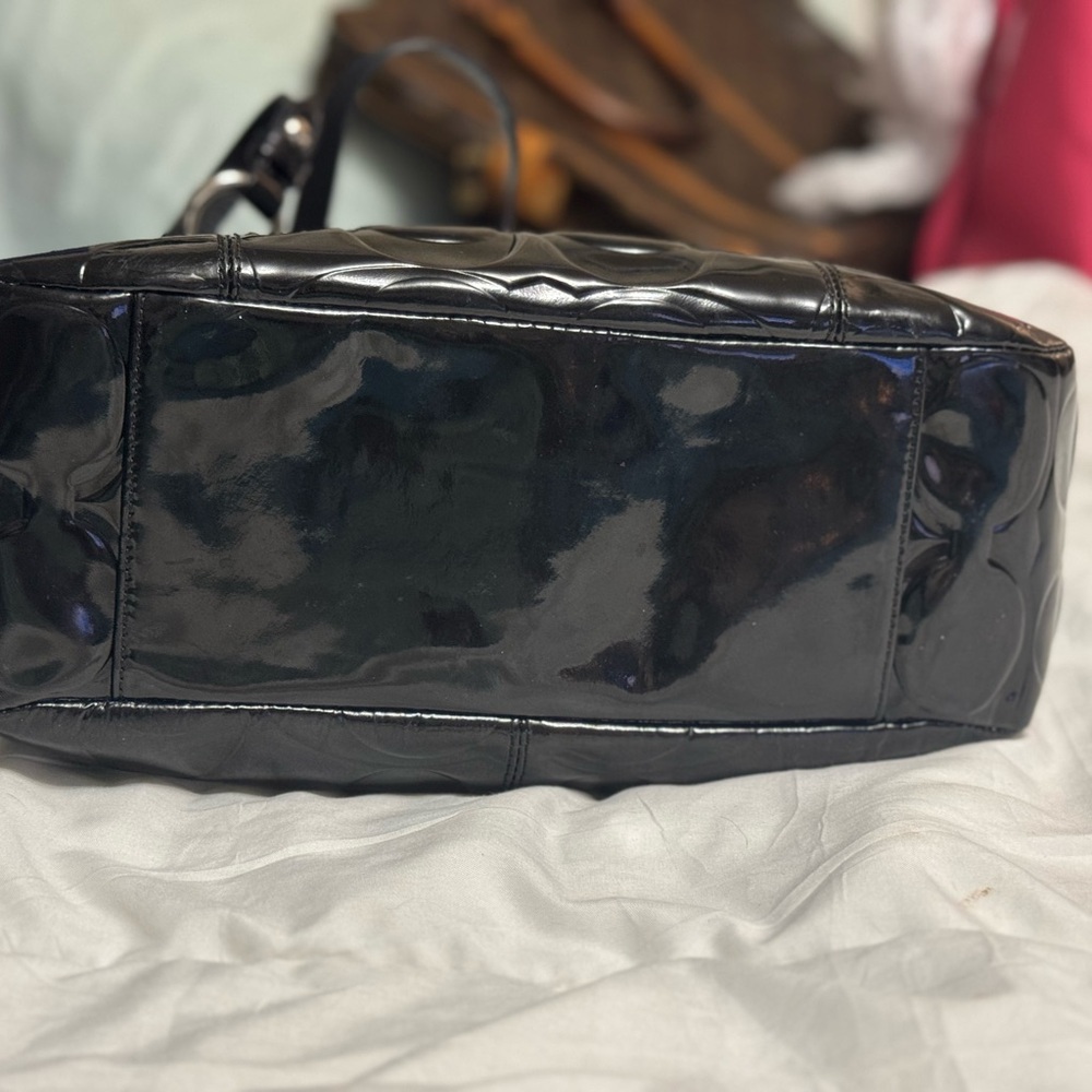 Coach Black Patent Leather Tote Bag - Picture 6 of 12
